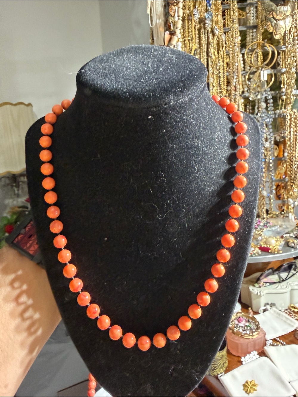 Vintage Orange Beaded Long Necklace